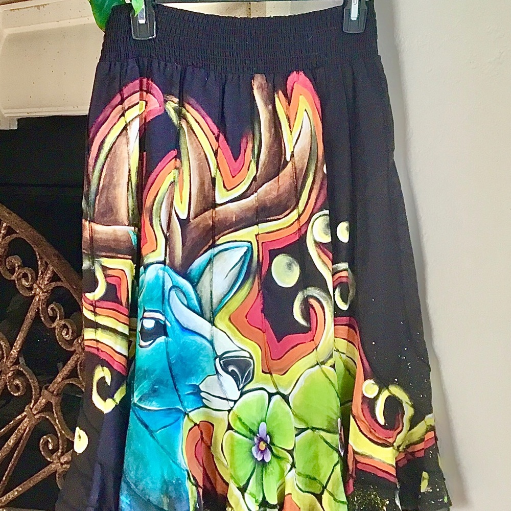 Beautiful, Hand Painted, Midi Skirt
